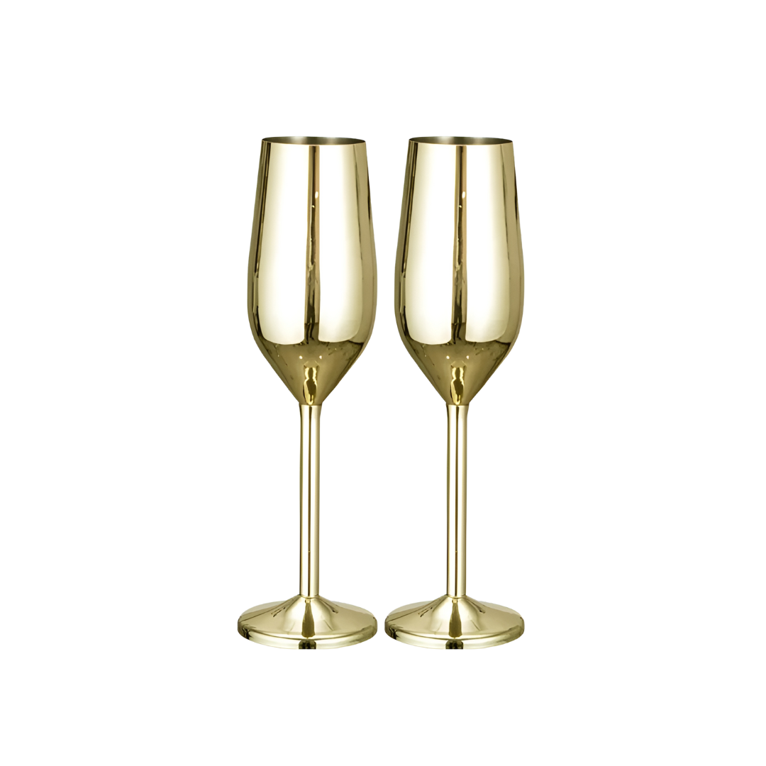 200ml (7 OZ) Stainless Steel Champagne Flutes (Set of 2)