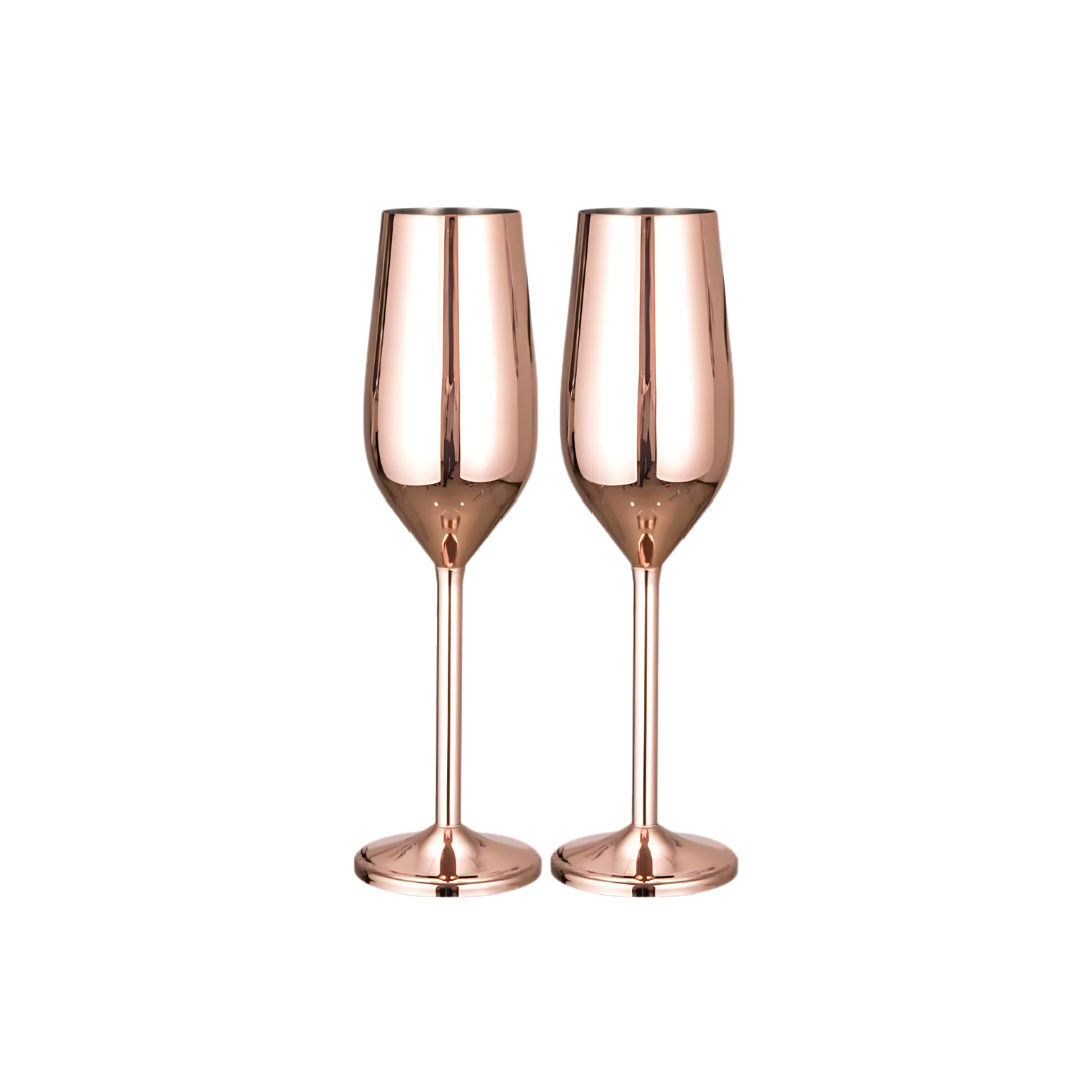 200ml (7 OZ) Stainless Steel Champagne Flutes (Set of 2)