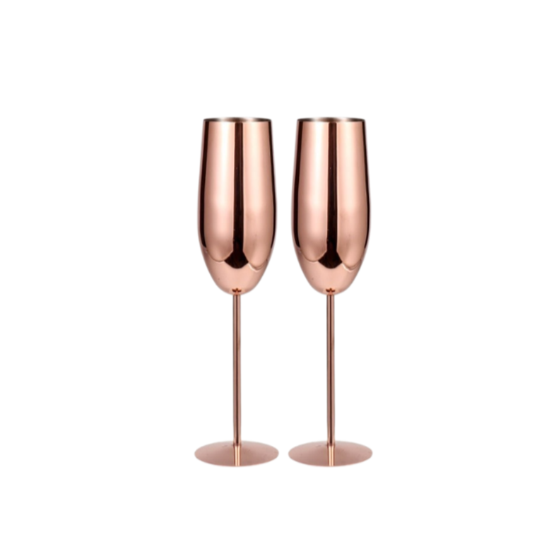 280ml (9.5 OZ) Stainless Steel Champagne Flutes (Set of 2)